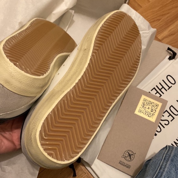 GOLDEN GOOSE WHITE SUPER STAR WITH STAR AND DARK NAVY HELLS. SIZE 39. NEW - Picture 8 of 13